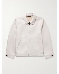 Brioni - Leather-trimmed Linen-blend Bomber Jacket - Lyst