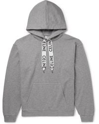 Celine - Logo-Detailed Cotton-Jersey Hoodie - Lyst