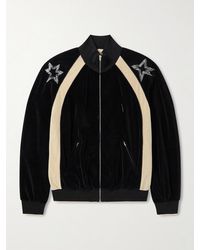 Valentino Garavani - Beaded Crystal-Embellished Cotton-Blend Velour Track Jacket - Lyst