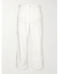 Neighborhood - Cropped Wide-leg Paint-splattered Denim Cargo Trousers - Lyst