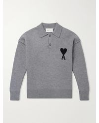 Ami Paris - Logo-Intarsia Wool Polo Sweater - Lyst