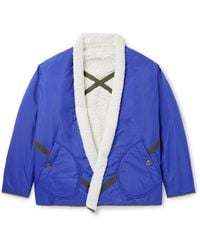 Greg Lauren - Shawl-collar Grosgrain-trimmed Fleece-lined Shell Jacket - Lyst
