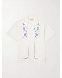 Orlebar Brown - Maitan Camp-Collar Embroidered Cotton Shirt - Lyst