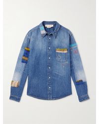 Marni - Embroidered Appliquéd Denim Shirt Jacket - Lyst