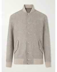 Eleventy - Wool And Cashmere-Blend Herringbone Bomber Jacket - Lyst