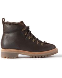 Grenson - Bobby Shearling-lined Waxed-leather Boots - Lyst