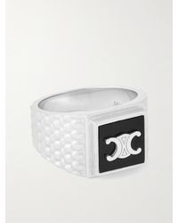 Celine - Silver Onyx Signet Ring - Lyst