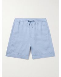 Canali - Gerade geschnittene Shorts aus Leinen mit Kordelzugbund - Lyst