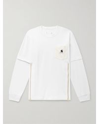 Sacai - Carhartt Wip Layered Logo-appliquéd Canvas-trimmed Cotton-jersey T-shirt - Lyst