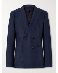 Oliver Spencer - Double-Breasted Linen, Virgin Wool And Cotton-Blend Suit Jacket - Lyst