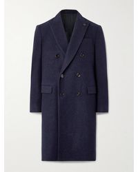 Lardini - Double-breasted Brushed Wool-blend Overcoat - Lyst