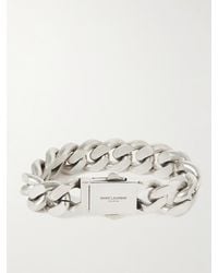 Saint Laurent - Logo-engraved Burnished Silver-tone Chain Bracelet - Lyst