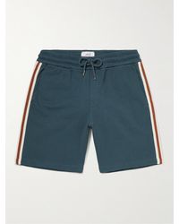 MR P. Striped Organic Cotton-jersey Drawstring Shorts - Blue