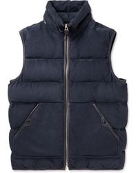 Tom Ford - Quilted Leather-trimmed Suede Down Gilet - Lyst