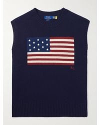 Polo Ralph Lauren - Ärmelloser Pullover aus einer Woll-Baumwollmischung mit Intarsienmotiv - Lyst