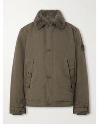 Stone Island - Ghost Shearling-Trimmed Padded Garment-Dyed David-Tc Shell Jacket - Lyst