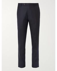 MR P. Slim-fit Navy Worsted Wool Trousers - Blue
