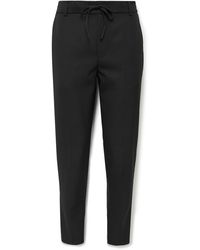 Maison Kitsuné City Straight-leg Cropped Twill Drawstring Pants - Black