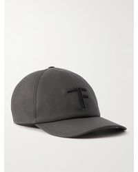 Tom Ford - Leather-trimmed Logo-embroidered Cotton-twill Baseball Cap - Lyst