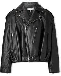 Loewe - Belted Padded Leather Jacket - Lyst