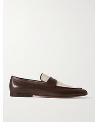 Tod's - Canvas-trimmed Leather Penny Loafers - Lyst