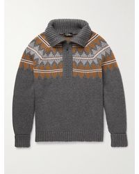 Loro Piana - Glacier Fair Isle Cashmere Half-Zip Sweater - Lyst