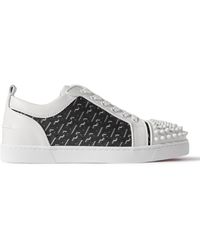Christian Louboutin - Louis Junior Spikes Rubber-trimmed Mesh And Suede Sneakers - Lyst