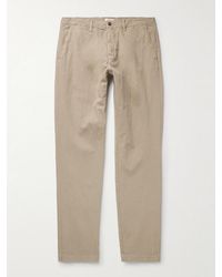 Hartford - Tyron Slim-Fit Straight-Leg Cotton And Linen-Blend Trousers - Lyst