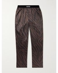 Tom Ford - Straight-leg Velvet-trimmed Printed Silk-blend Pyjama Trousers - Lyst