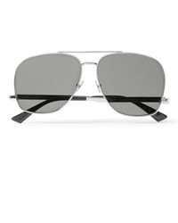 Saint Laurent - Aviator-style Silver-tone Sunglasses - Lyst