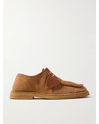 Bottega Veneta - Daddy Intrecciato Leather-Trimmed Suede Boat Shoes - Lyst