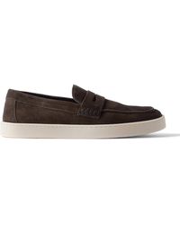 Canali - Suede Penny Loafers - Lyst