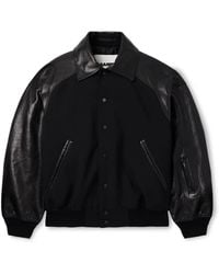 Jil Sander - Oversized Leather-Trimmed Wool Varsity Jacket - Lyst