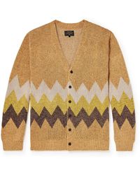 Beams Plus - Jacquard-knit Linen And Cotton-blend Cardigan - Lyst