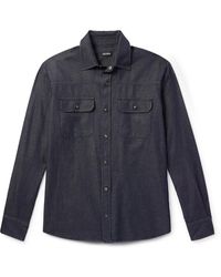 ZEGNA - Slim-Fit Cotton And Linen-Blend Twill Shirt - Lyst