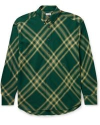 Burberry - Oversized Button-down Collar Checked Wool-flannel Shirt - Lyst
