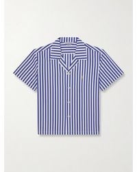 Bode - Calliope Camp-Collar Embroidered Striped Cotton-Poplin Shirt - Lyst