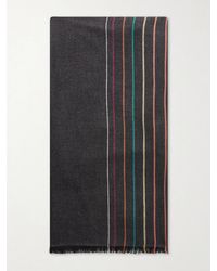 Paul Smith - Fringed Striped Wool And Silk-blend Scarf - Lyst