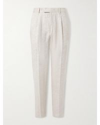 Brunello Cucinelli - Slim-fit Straight-leg Pleated Linen Suit Trousers - Lyst