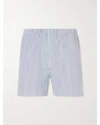 Saint Laurent - Straight-leg Striped Cotton-poplin Shorts - Lyst
