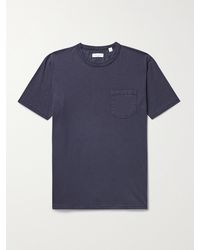 Richard James Silk-trimmed Slub Organic Cotton-jersey T-shirt - Blue