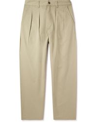 Universal Works - Straight-leg Pleated Cotton-twill Trousers - Lyst