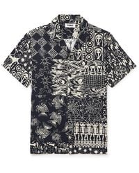YMC - Malick Convertible-collar Printed Twill Shirt - Lyst