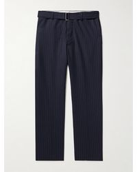 Officine Generale - Hoche Straight-leg Belted Pinstriped Wool-twill Suit Trousers - Lyst