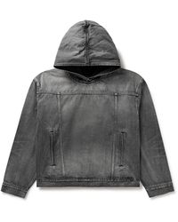 Balenciaga - Distressed Denim Hooded Jacket - Lyst