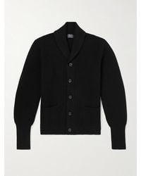 William Lockie - Duncan Shawl-collar Ribbed Merino Wool And Cashmere-blend Cardigan - Lyst