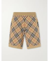 Burberry - Straight-Leg Knitted Checked Cotton-Blend Shorts - Lyst