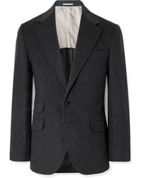 Brunello Cucinelli - Pinstriped Wool And Cashmere-Blend Suit Jacket - Lyst