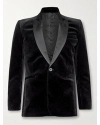 Nili Lotan - Orbison Slim-fit Silk Satin-trimmed Cotton-blend Velvet Suit Jacket - Lyst