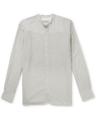 Officine Generale - Gali Grandad-Collar Striped Cotton-Voile Shirt - Lyst